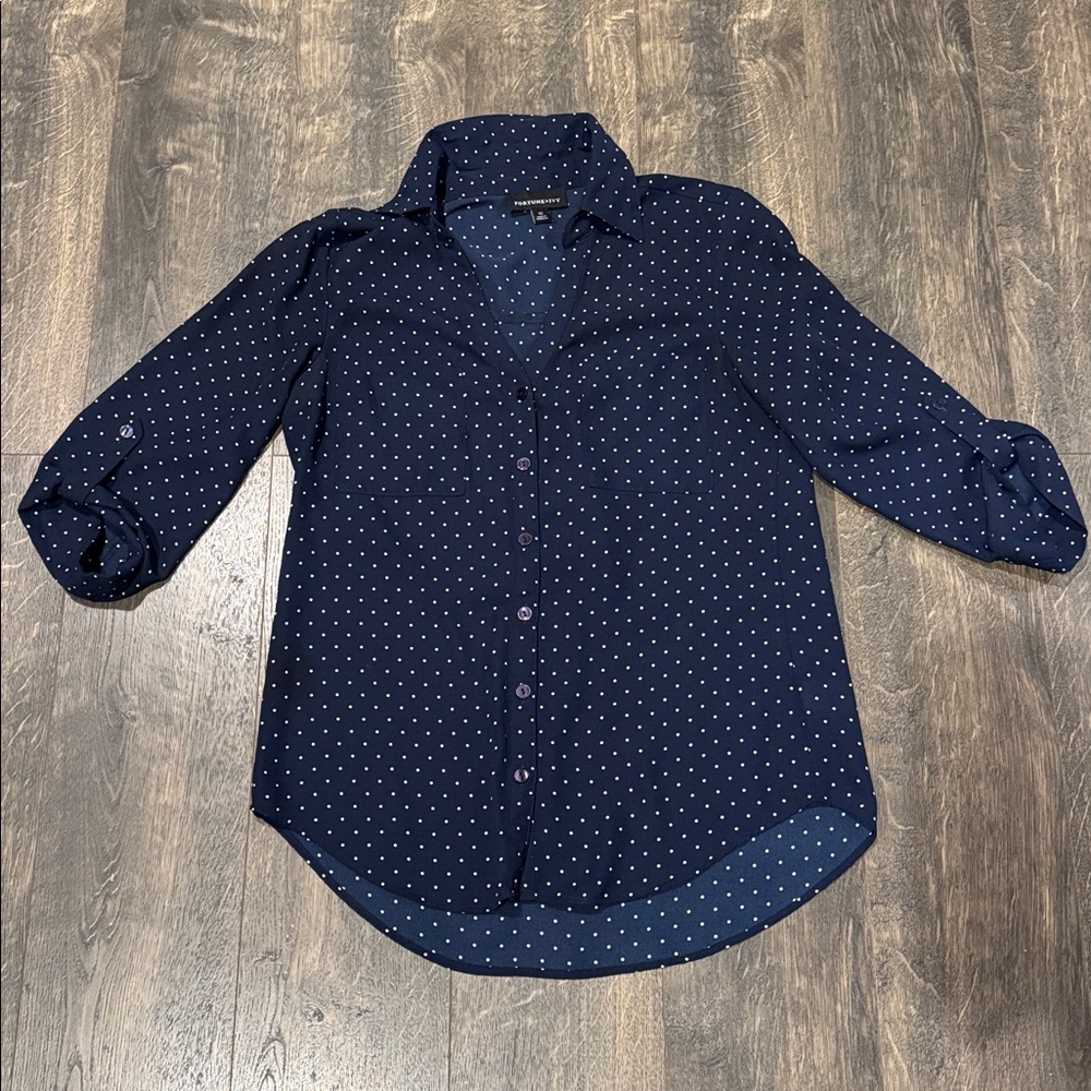 Fortune + Ivy polka dot blouse